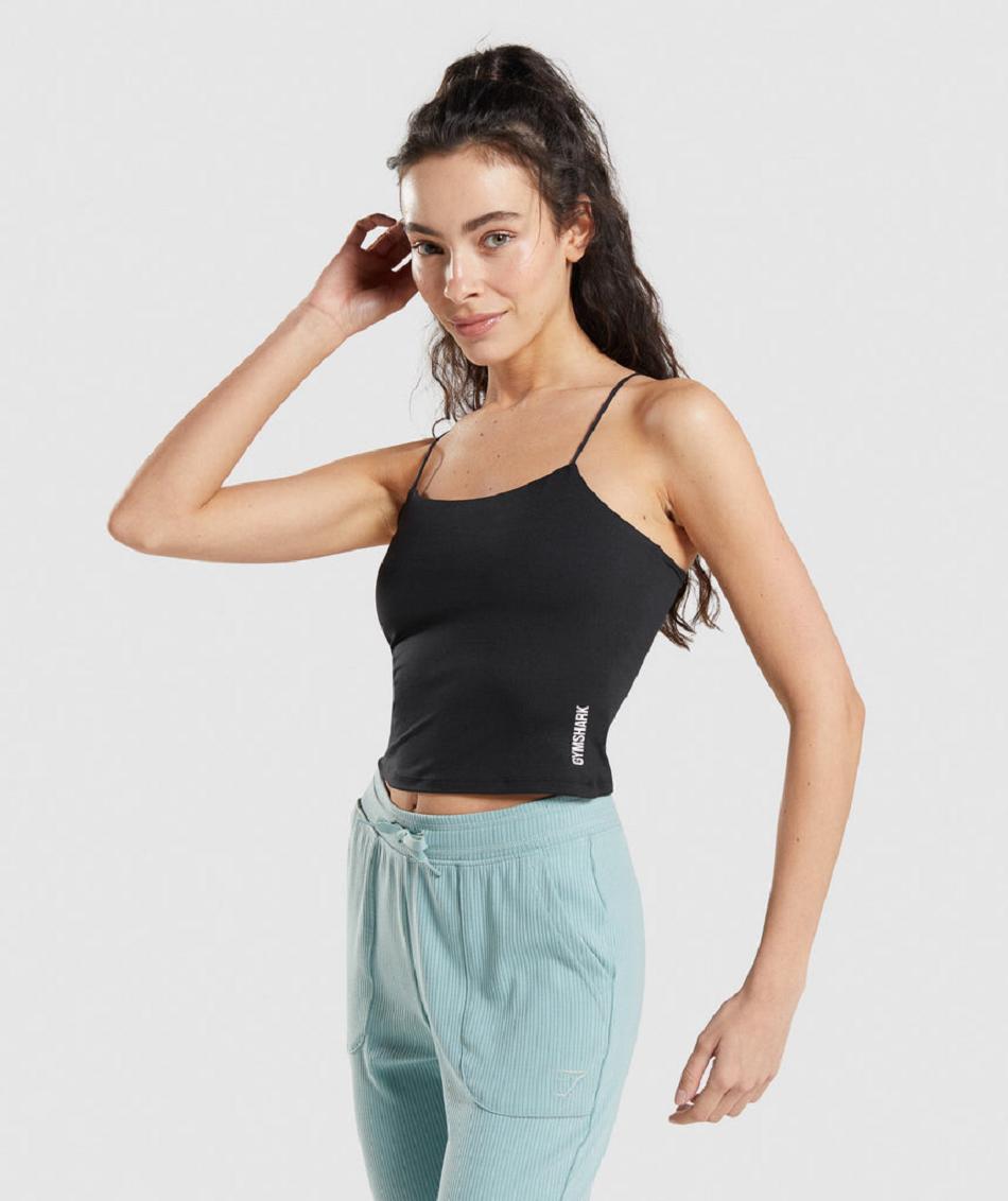 Podkoszulki Damskie Gymshark Pause Cami Czarne | PL 3112RVD